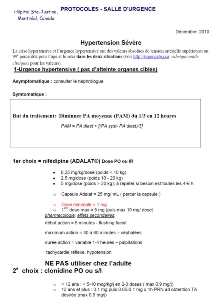 HTA sévère Urgence CHU SainteJustine