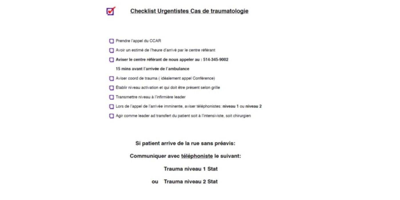 Checklist trauma