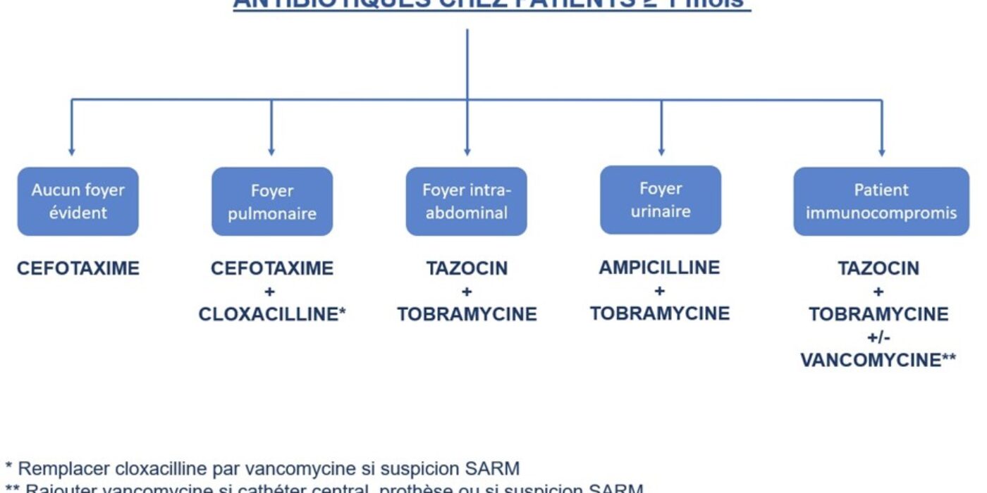 Choc septique antibio chez plus de 1 mois
