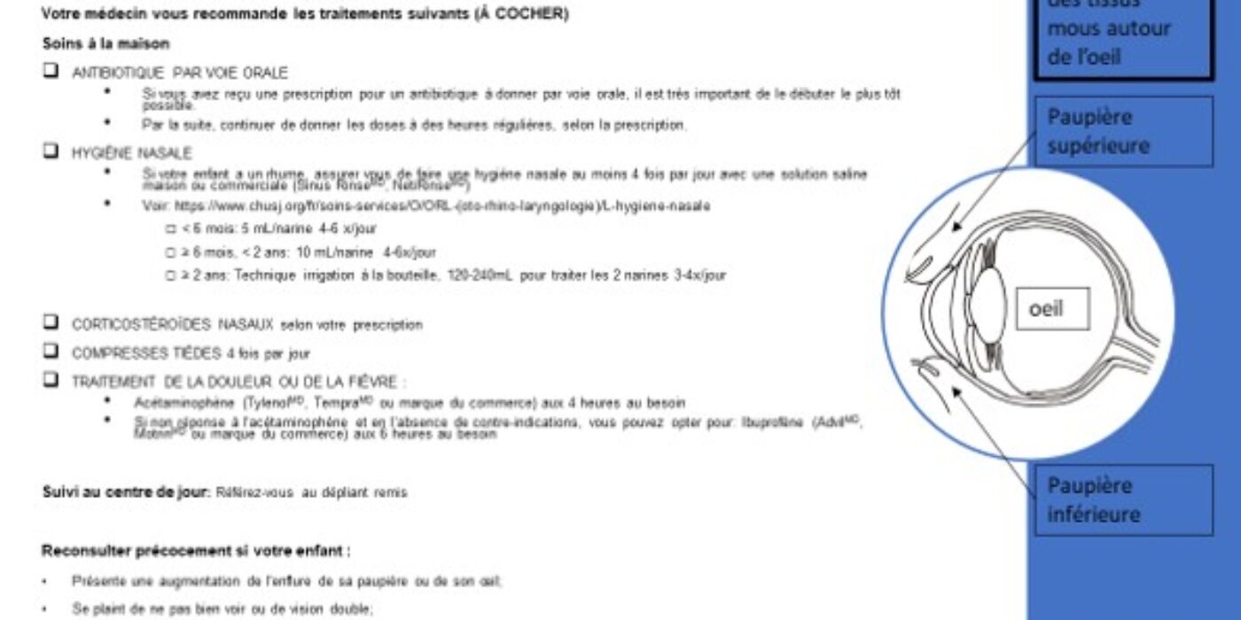 Conseils parents cellulite préseptale 14 dec 2020