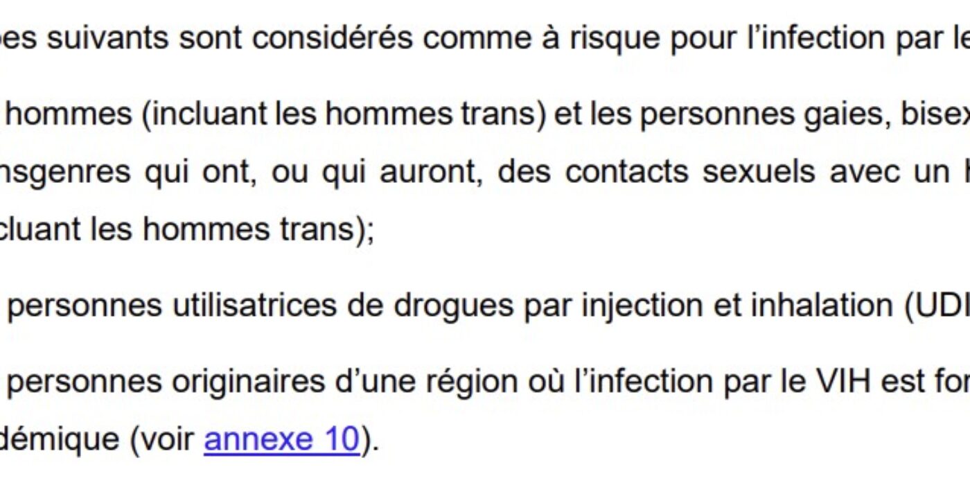 Facteurs de risque VIH Tiré du document exposition VIH VHB VHC 2025