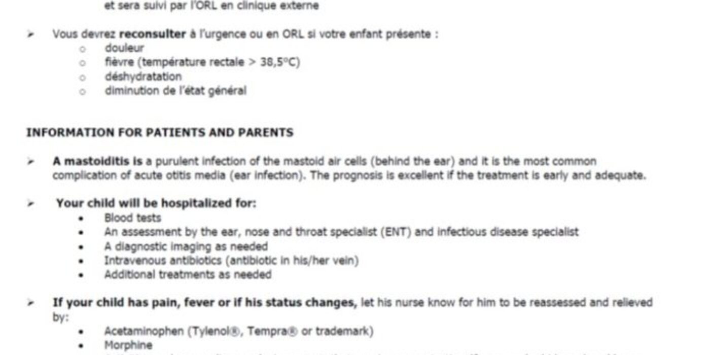 Mastoidite conseils parents