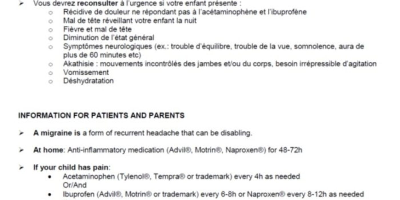 Migraine Conseils parents