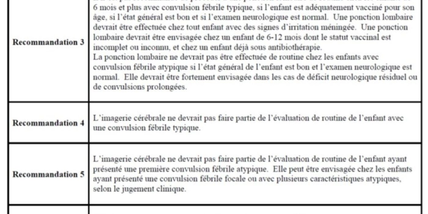 Recommandations Convulsions fébriles 1